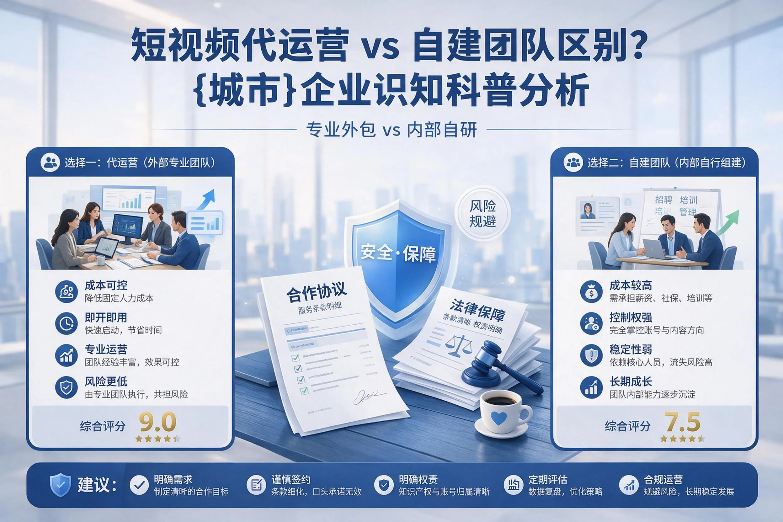 短视频代运营与自建团队区别?淄博企业认知科普分析