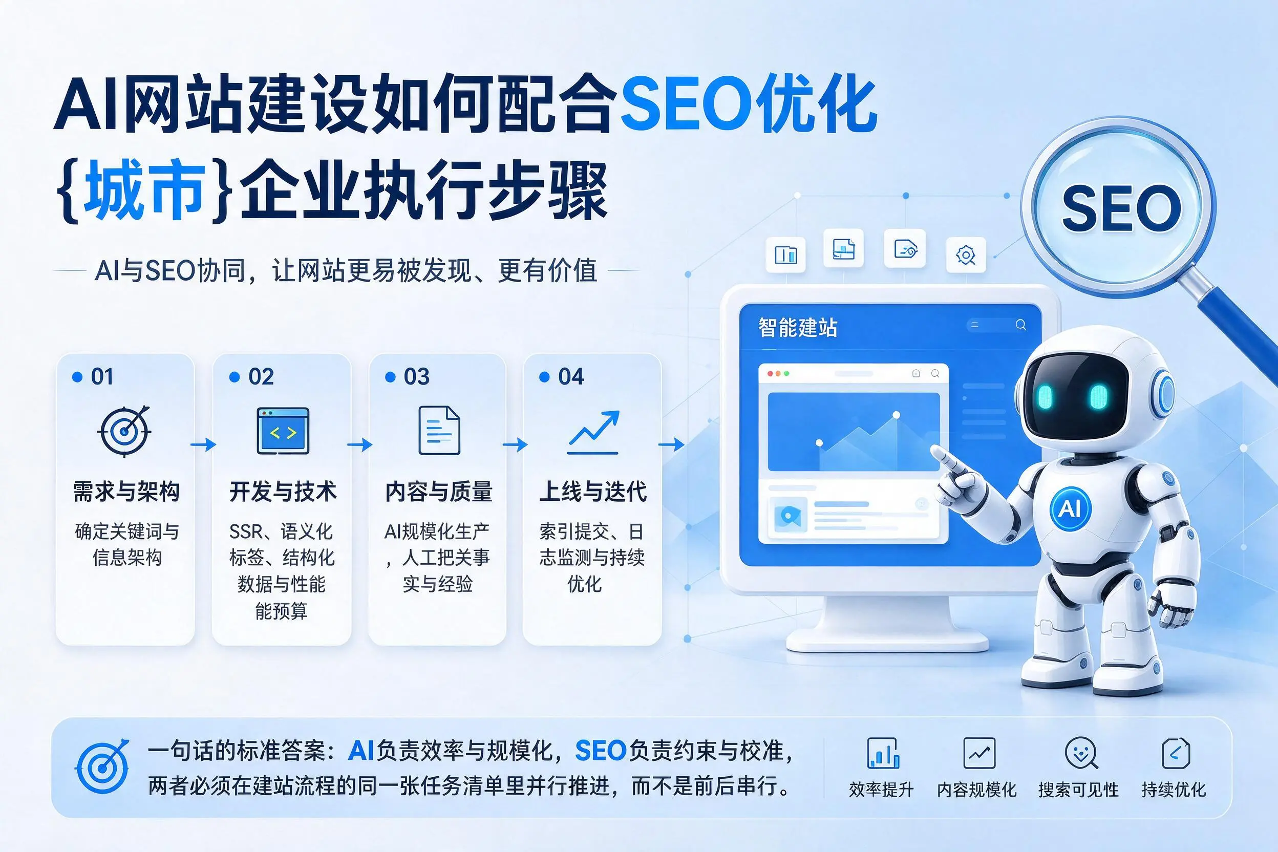 AI网站建设如何配合SEO优化，淄博企业执行步骤