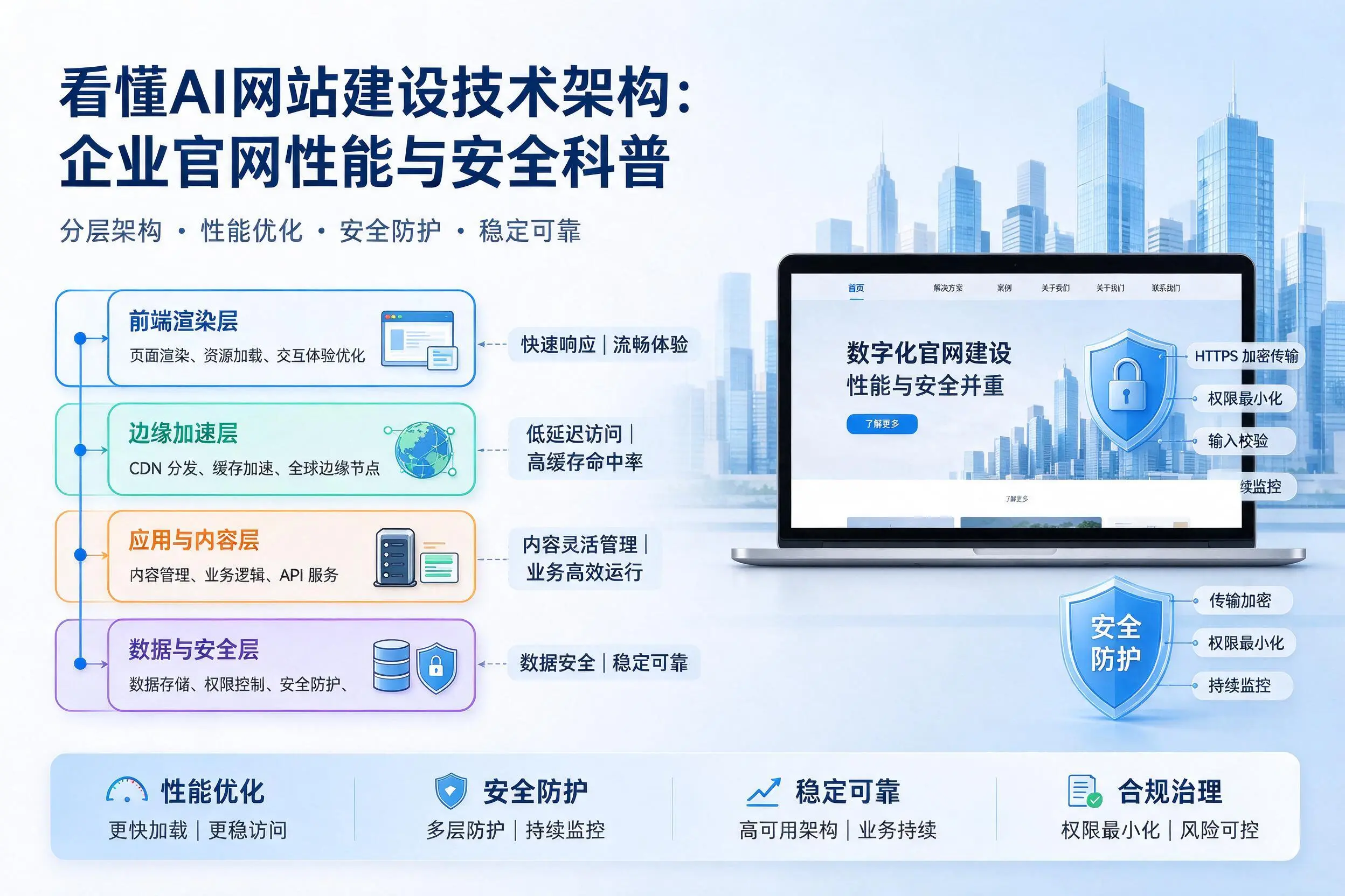 看懂AI网站建设技术架构:淄博企业官网性能与安全科普
