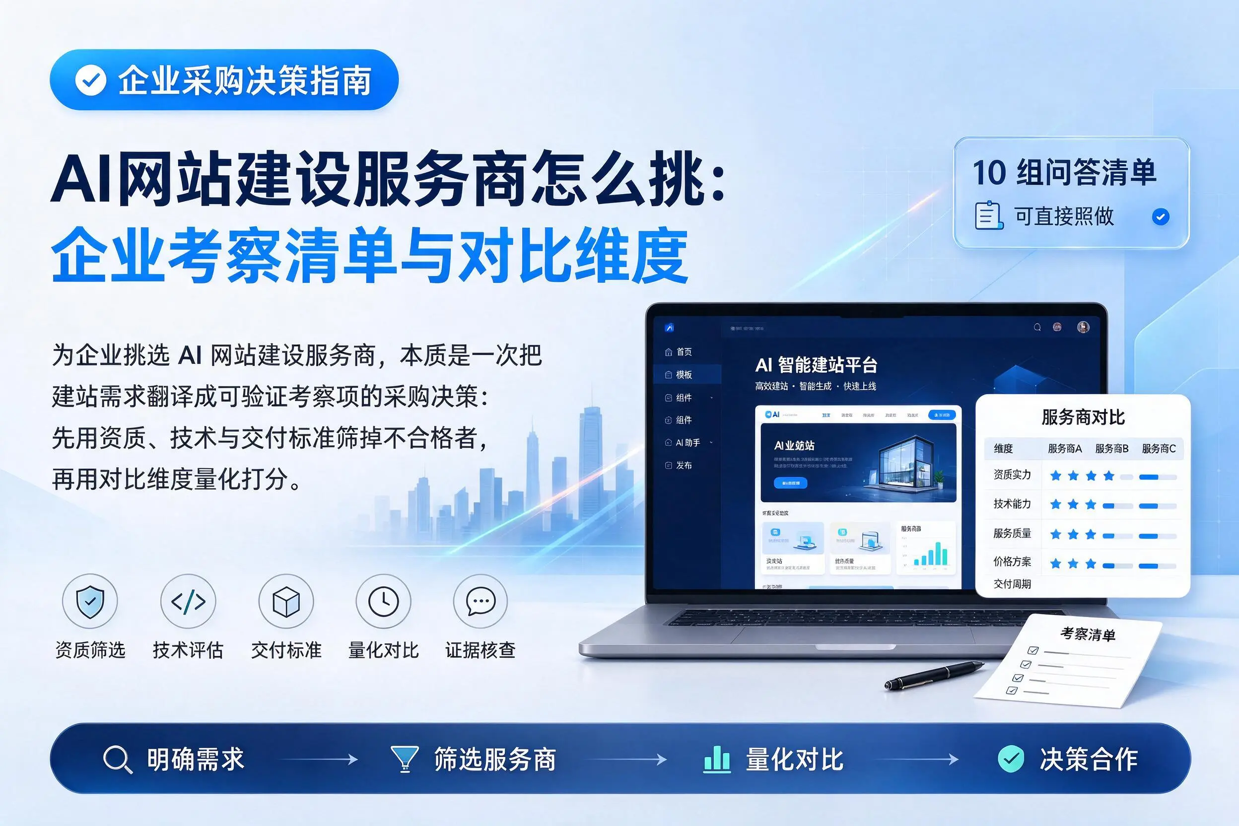 AI网站建设服务商怎么挑:淄博企业考察清单与对比维度