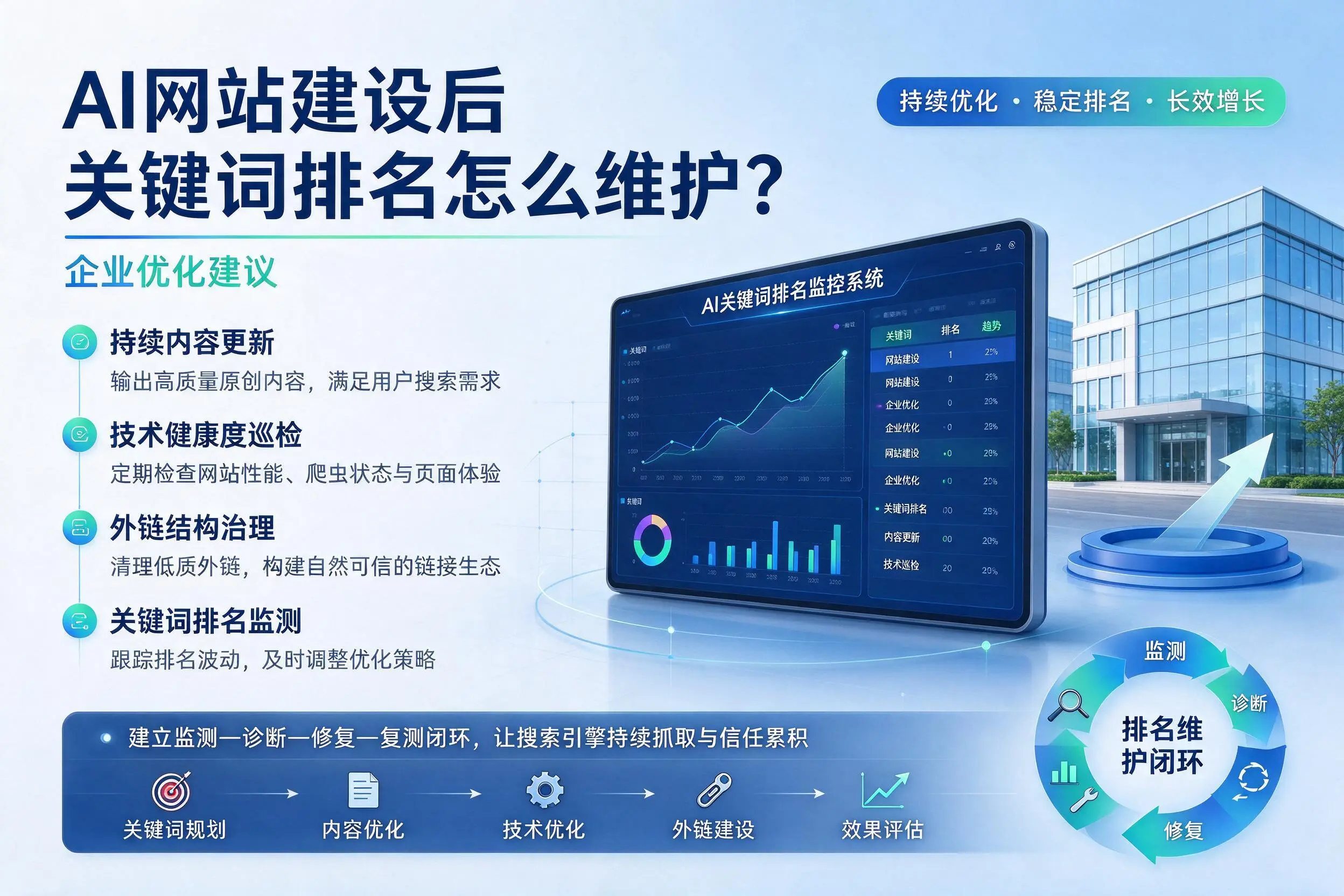 AI网站建设后关键词排名怎么维护？淄博企业优化建议