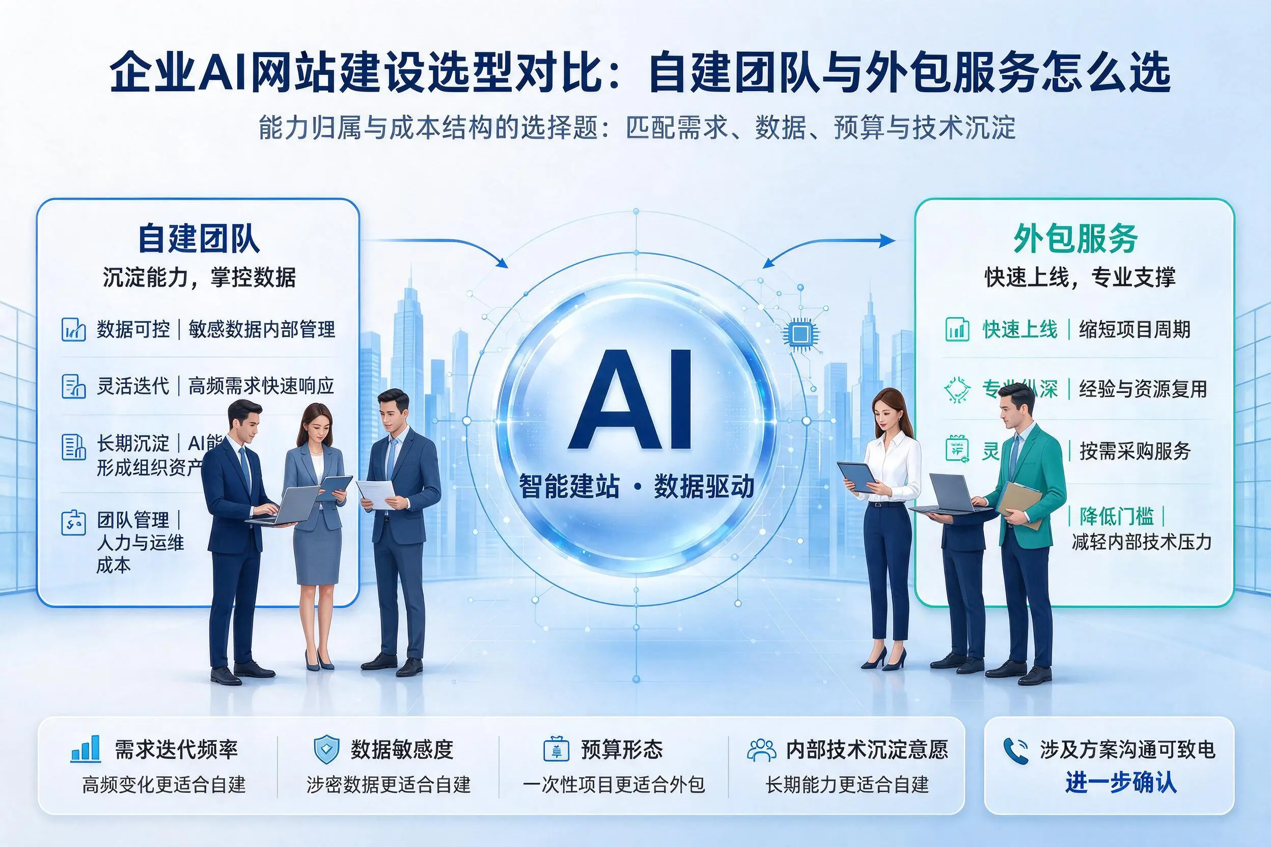 淄博企业AI网站建设选型对比：自建团队与外包服务怎么选