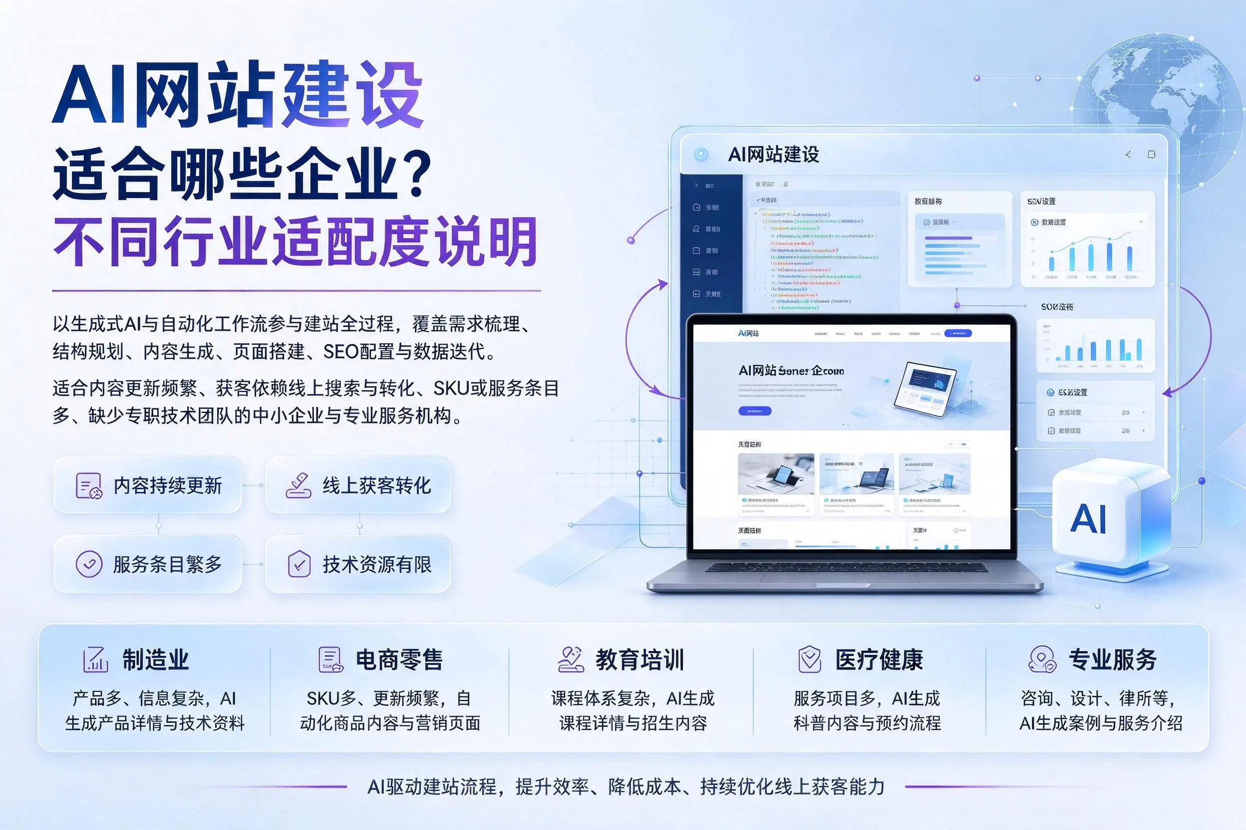 AI网站建设适合哪些企业?淄博不同行业适配度说明
